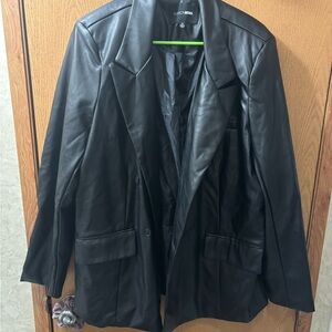 Fashion Nova Classic Black Leather Blazer